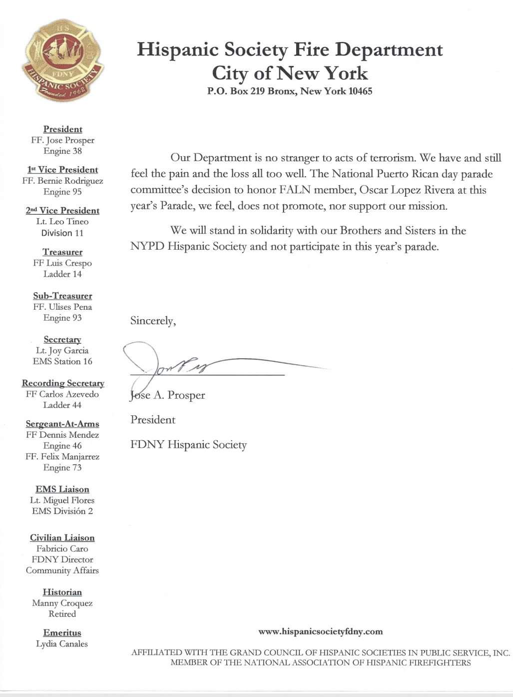 PR Parade statement